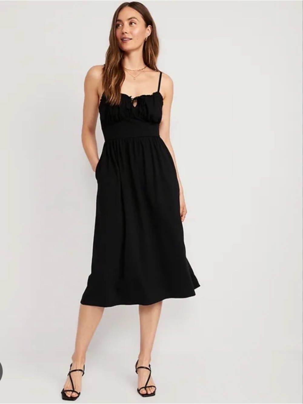 Old Navy fit and flare tie front midi dress